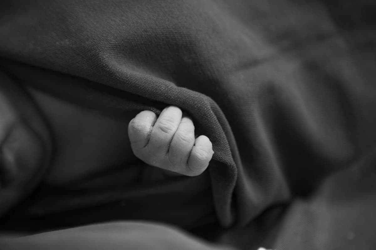 newborn baby sleeping, soft blanket, close-up, tender